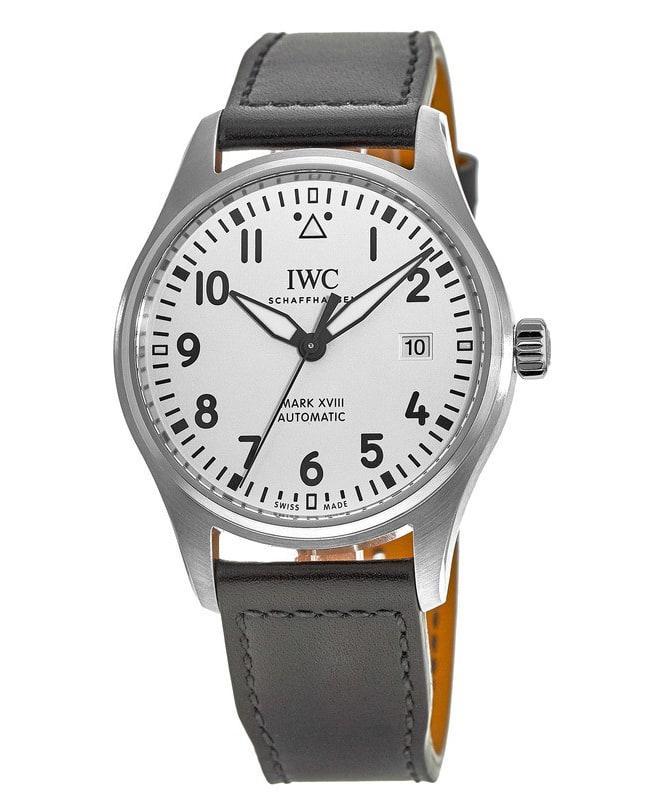 商品IWC Schaffhausen|IWC Pilot's Mark XVIII Silver Dial Black Leather Strap Men's Watch IW327012,价格¥30183,第1张图片