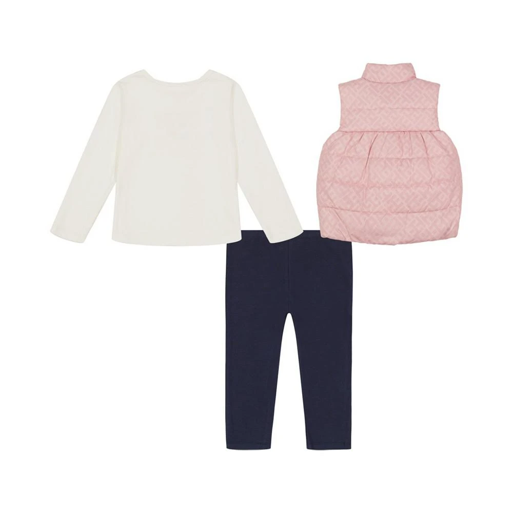 商品Tommy Hilfiger|Little Girl Puffer Vest, Long Sleeve Logo T-shirt and Leggings, 3 Piece Set,价格¥267,第2张图片详细描述