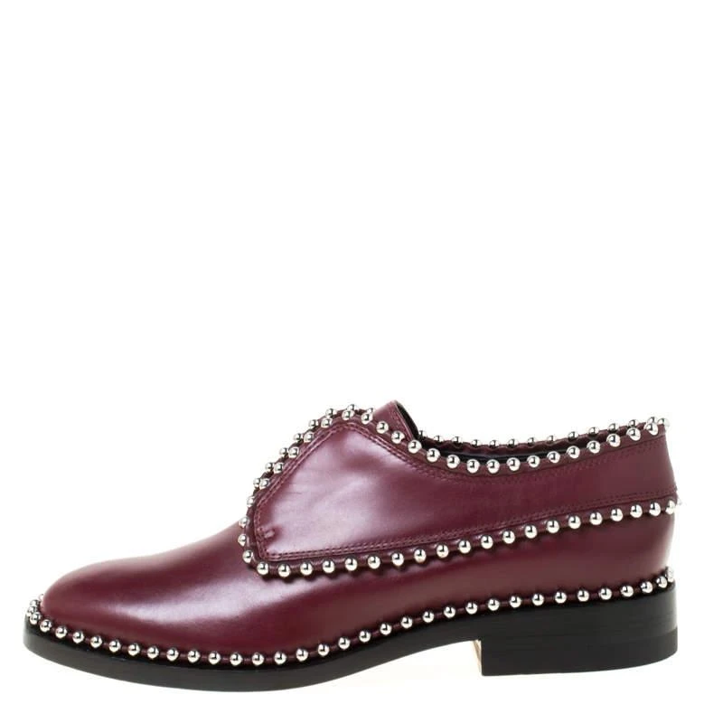 商品Alexander Wang|Alexander Wang Burgundy Leather Stud Trim Brogues Loafers Size 38.5,价格¥1261,第2张图片详细描述