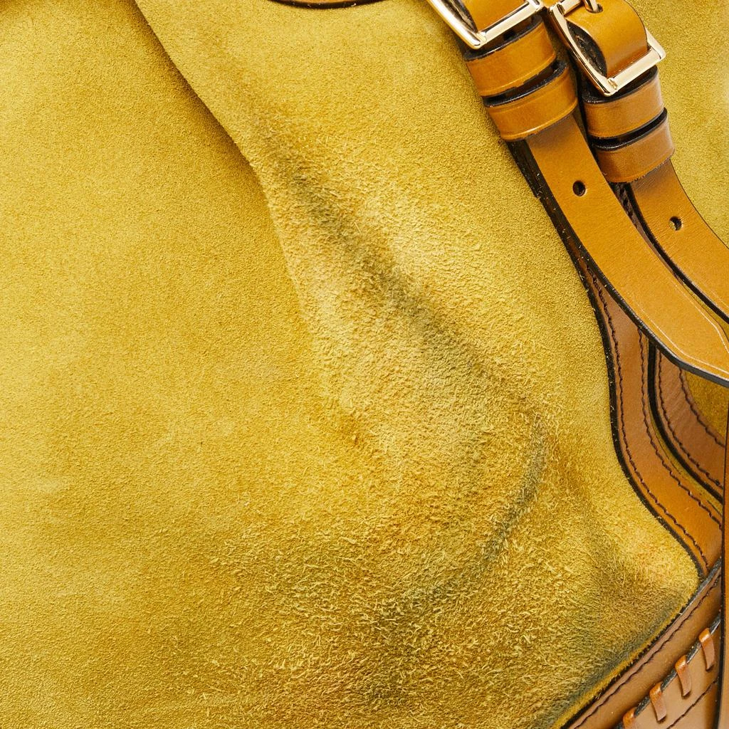 Burberry Mustard/Yellow Leather and Suede Bridle Whipstitch Tote 商品