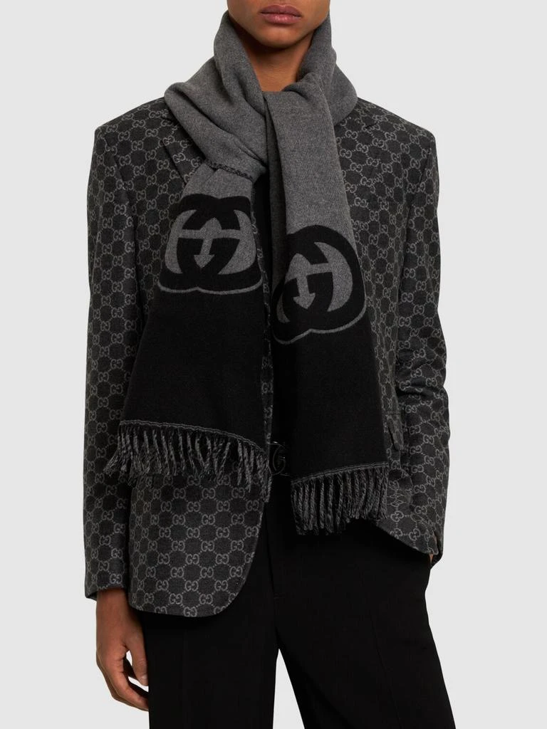 商品Gucci|Interlocking Gg Wool & Cashmere Scarf,价格¥4206,第2张图片详细描述