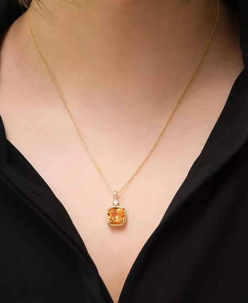 商品Macy's|Citrine (2-1/3 ct. t.w.) & Lab-Grown White Sapphire (1/20 ct. t.w.) 18" Pendant Necklace in 14k Gold-Plated Sterling Silver,价格¥851,第2张图片详细描述