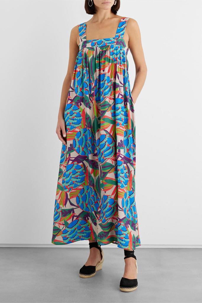 Celeste gathered printed crepe maxi dress商品第2张图片规格展示