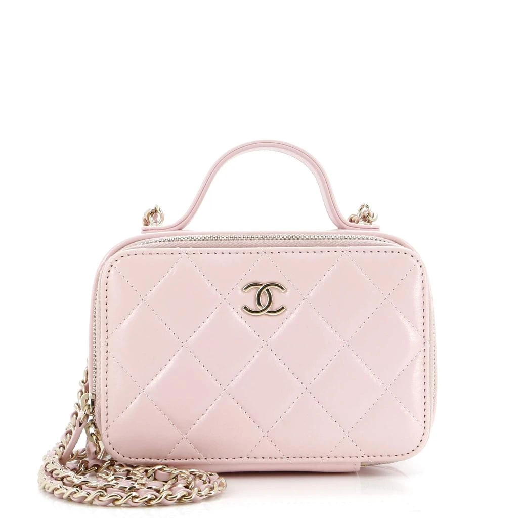 商品[二手商品] Chanel|Double Zip CC Vanity Case Quilted Shiny Lambskin Mini,价格¥27875,第1张图片