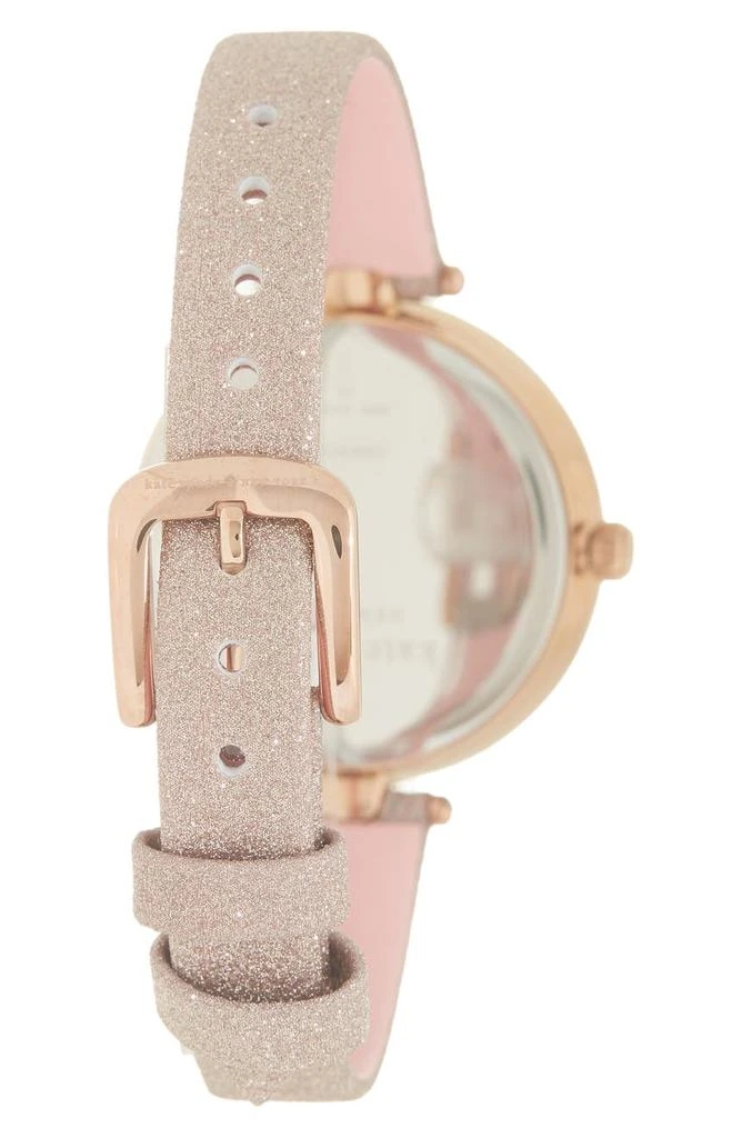 商品Kate Spade|holland three-hand rose gold-tone glitter leather watch, 34mm,价格¥891,第2张图片详细描述