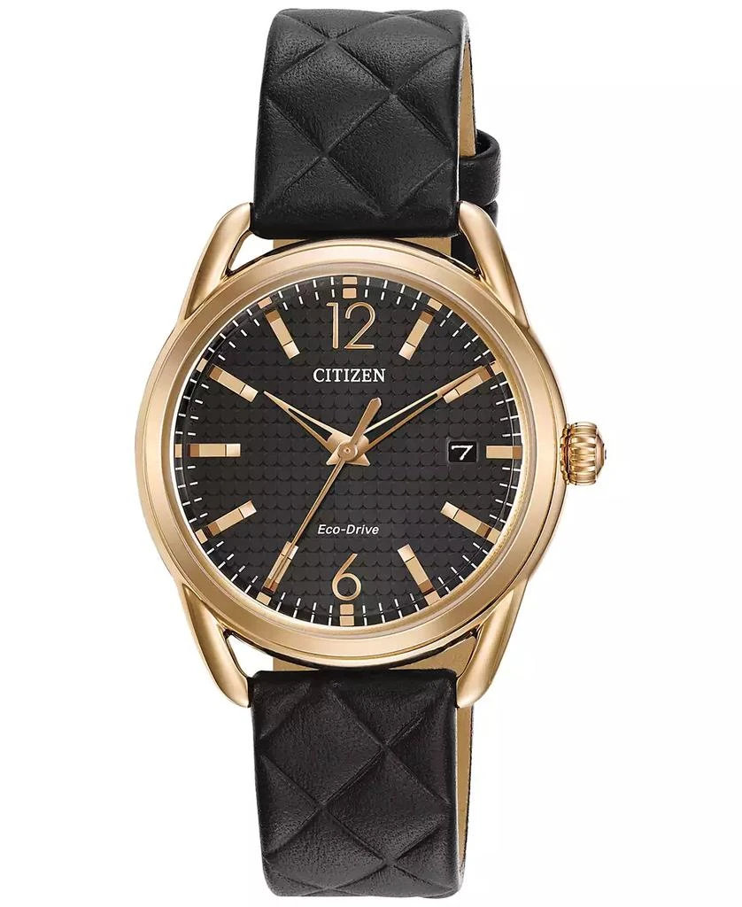 商品Citizen|Black Quilted Leather Strap 女士腕表 34mm,价格¥1693,第1张图片