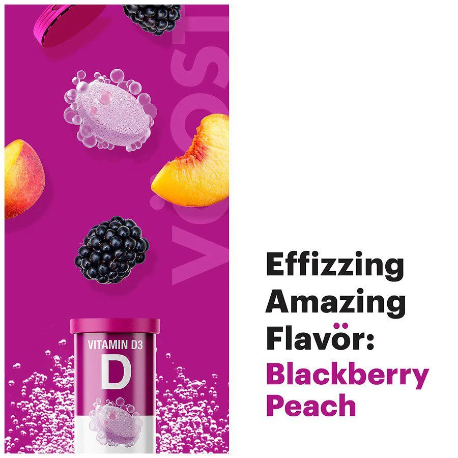 Vitamin D Sugar Free Effervescent Tablets for Bone Health Fizzy Blackberry Peach 商品