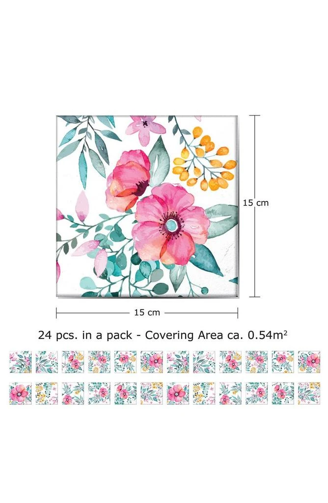 商品WALPLUS|Sweet Spring Bouquet 96-Piece Tile Sticker Set,价格¥288,第5张图片详细描述