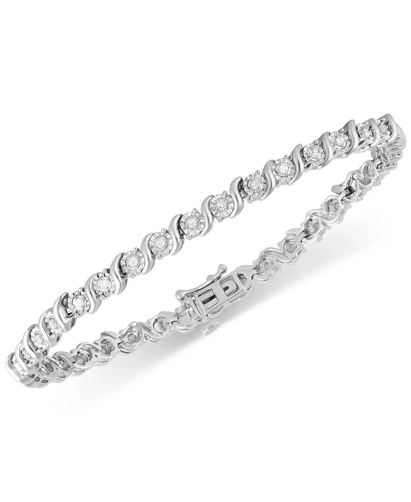 商品Macy's|Diamond Bracelet (1/2 ct. t.w.) in Sterling Silver or Gold-Plated Sterling Silver,价格¥740,第1张图片