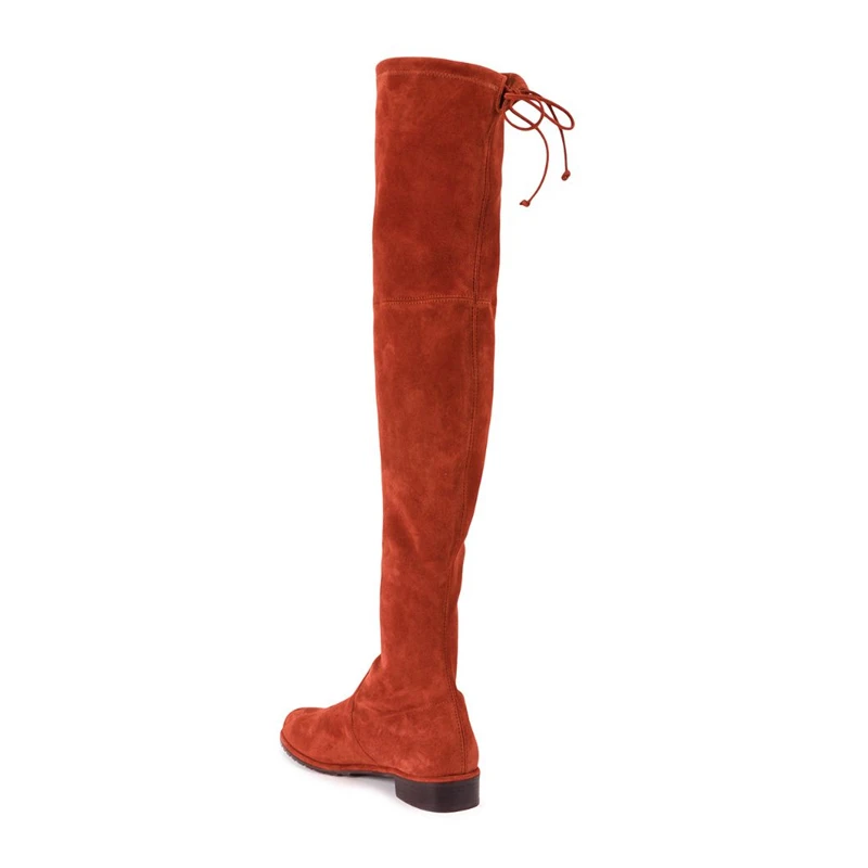 STUART WEITZMAN 女士橘红色麂皮绒过膝系带长靴 LOWLAND-SUS-BURNTSIENA 商品