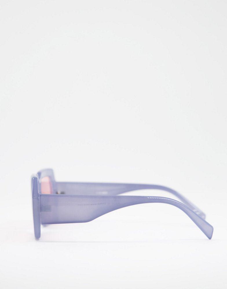 ASOS DESIGN oversized retro sunglasses in blue with pink lens - MBLUE商品第2张图片规格展示