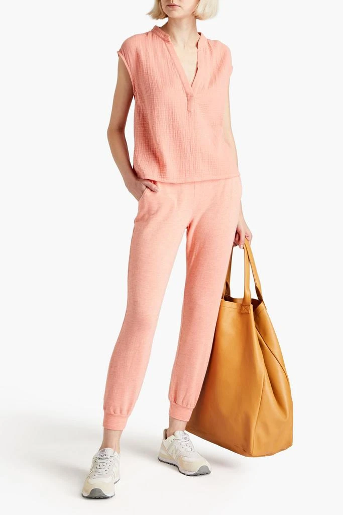 商品Monrow|Cropped mélange French terry track pants,价格¥331,第2张图片详细描述