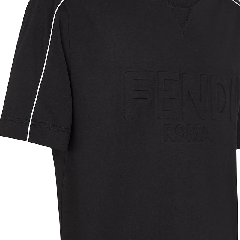 【预售3-7天】FENDI/芬迪 22年早春新款 男士黑色纯棉对比色Roma滚边短袖T恤FY1100AI7FF0QA1商品第3张图片规格展示