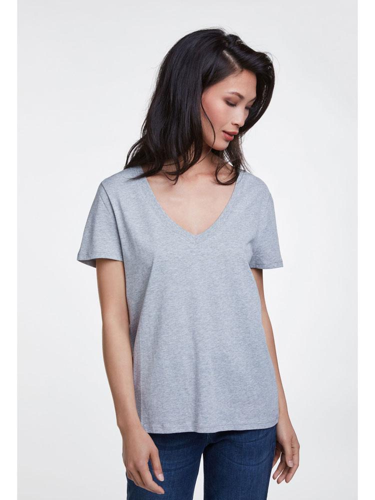 Oui V-Neck T-Shirt Grey商品第1张图片规格展示