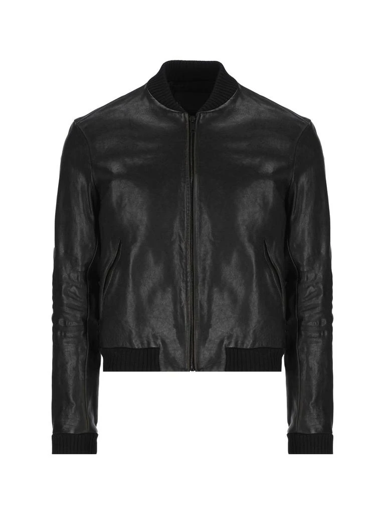 商品Prada|Prada Long-Sleeved Zipped Leather Bomber Jacket,价格¥25501,第1张图片