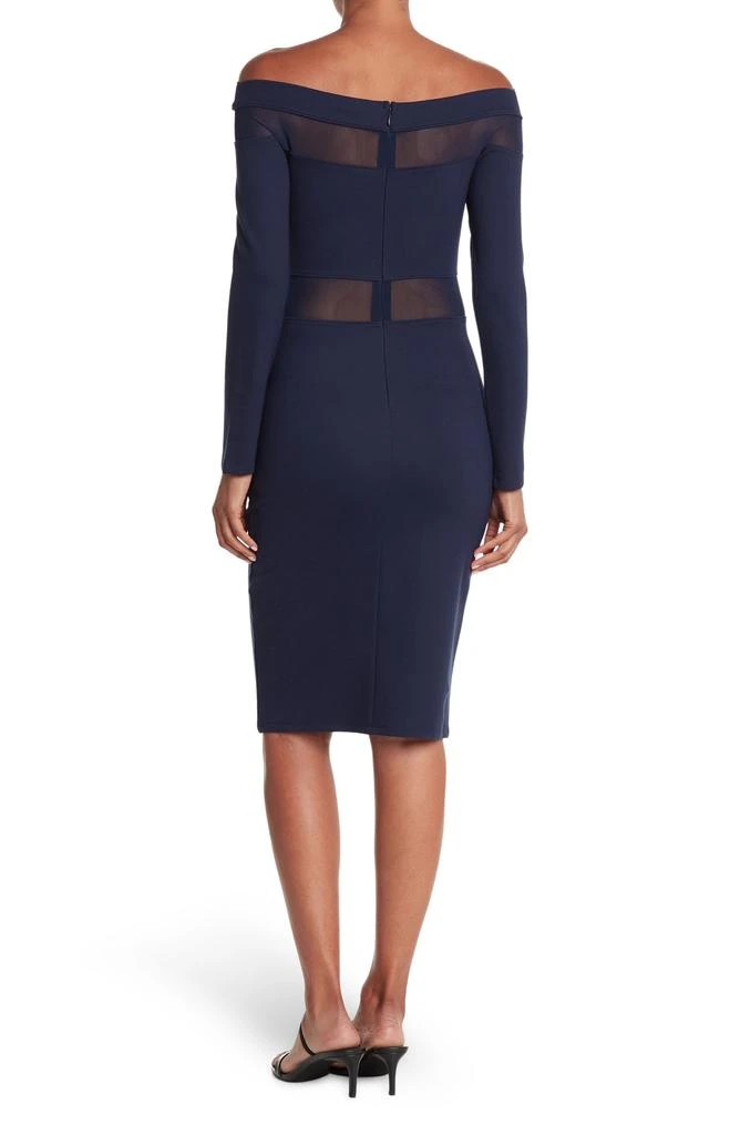 Off-the-Shoulder Mesh Panel Bodycon Dress 商品