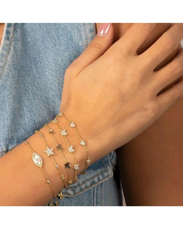 商品By Adina Eden|Mother of Pearl & Pavé Evil Eye Link Bracelet,价格¥425,第2张图片详细描述