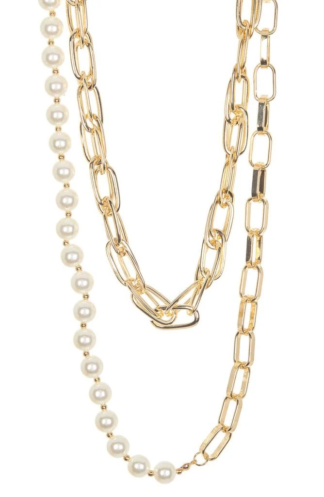 商品Loren Olivia|Imitation Pearl & Chain Link Collar Necklace,价格¥68,第1张图片