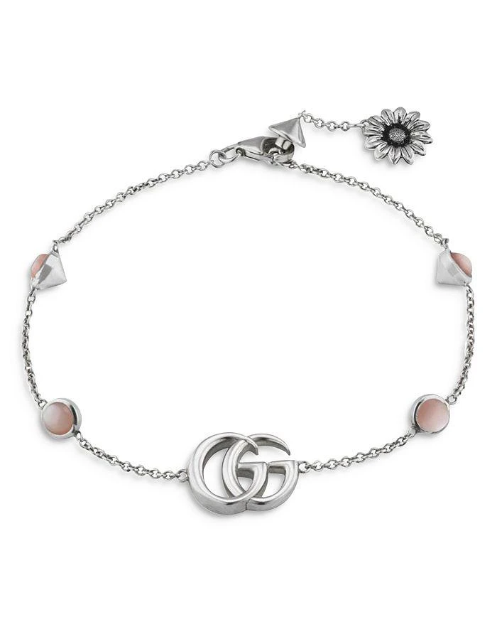 商品Gucci|Sterling Silver Marmont Mother of Pearl, Logo and Flower Link Bracelet,价格¥3341,第1张图片