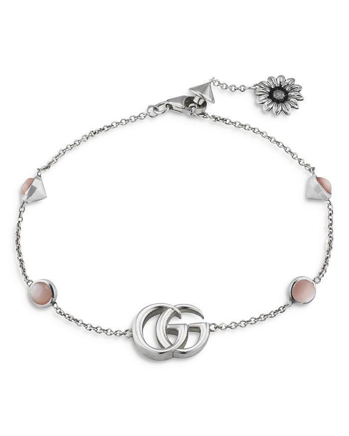 商品Gucci|Sterling Silver Marmont Mother of Pearl, Logo and Flower Link Bracelet,价格¥3368,第3张图片详细描述