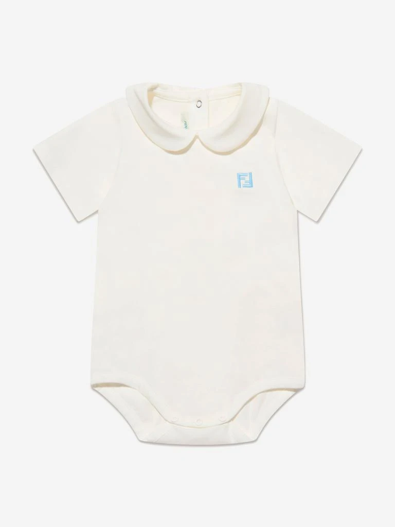 商品Fendi|Fendi  Blue Baby Unisex Knit FF Logo Romper Set,价格¥4900,第3张图片详细描述
