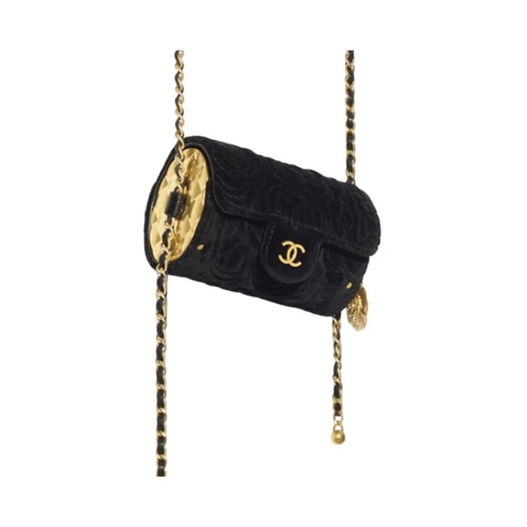 商品[国内直发] Chanel|香奈儿 金属珠宝链条 丝绒 卡套金币包钱包口盖包卡包 女款 黑色,价格¥24934,第8张图片详细描述