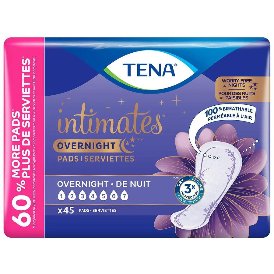 商品Tena Serenity|Intimates Extra Coverage Overnight Incontinence Pads,价格¥179,第1张图片