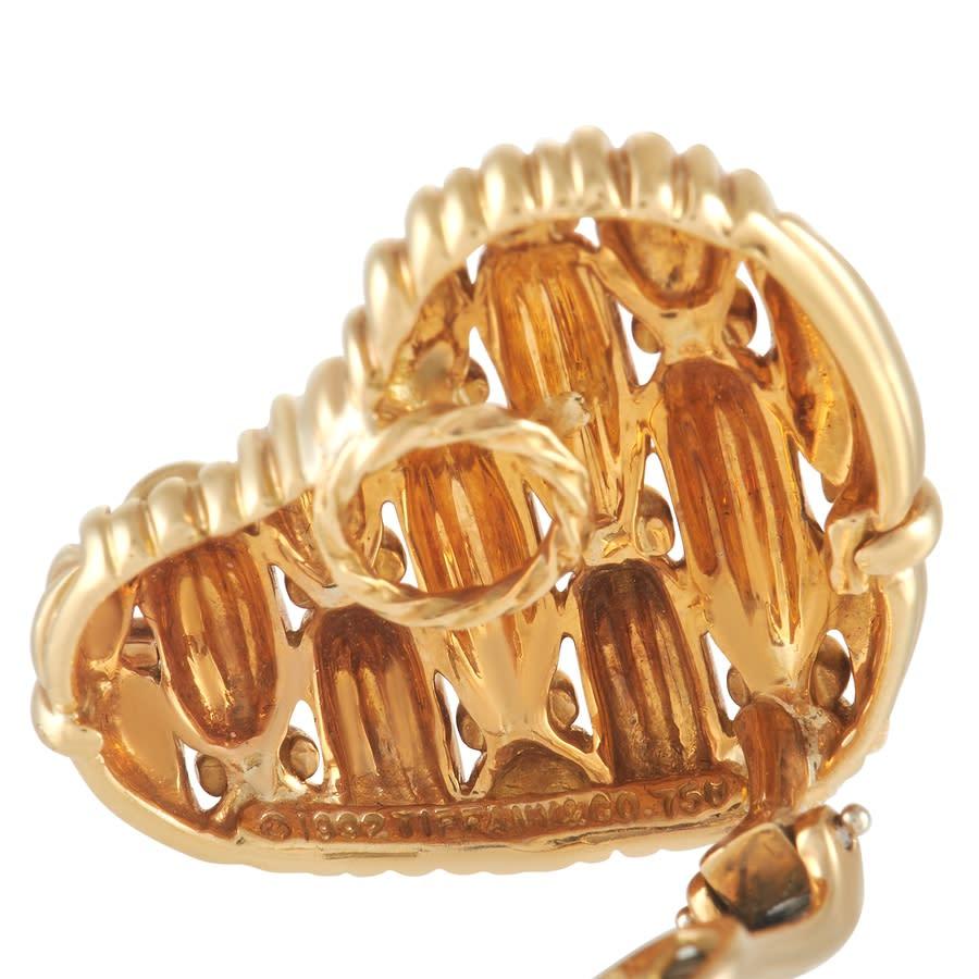 Pre-Owned Tiffany  Co. 18K Yellow Gold Heart Clip On Earrings商品第3张图片规格展示