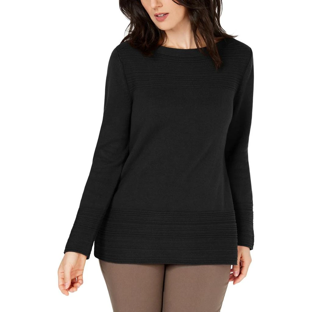 商品Karen Scott|Karen Scott Womens Ribbed Trim Wide Neck Pullover Sweater,价格¥85,第2张图片详细描述