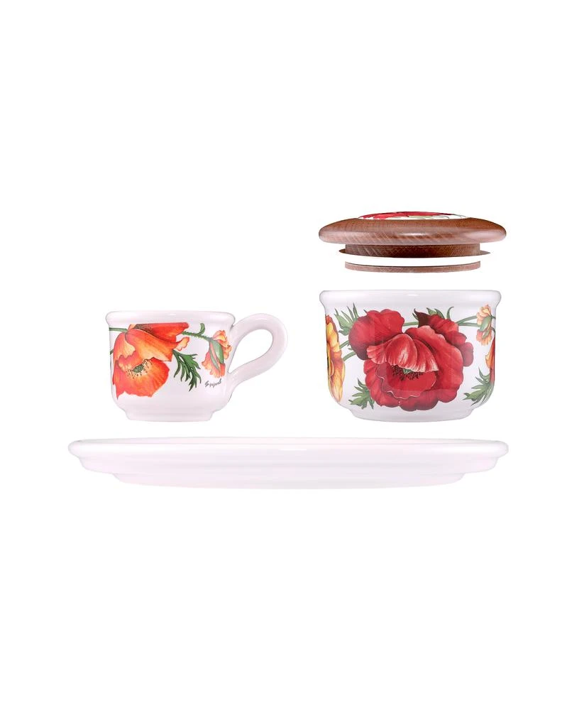 商品Spigarelli 斯皮伽勒|糖和摩卡杯子罂粟花陶瓷套装配托盘,价格¥196,第3张图片详细描述
