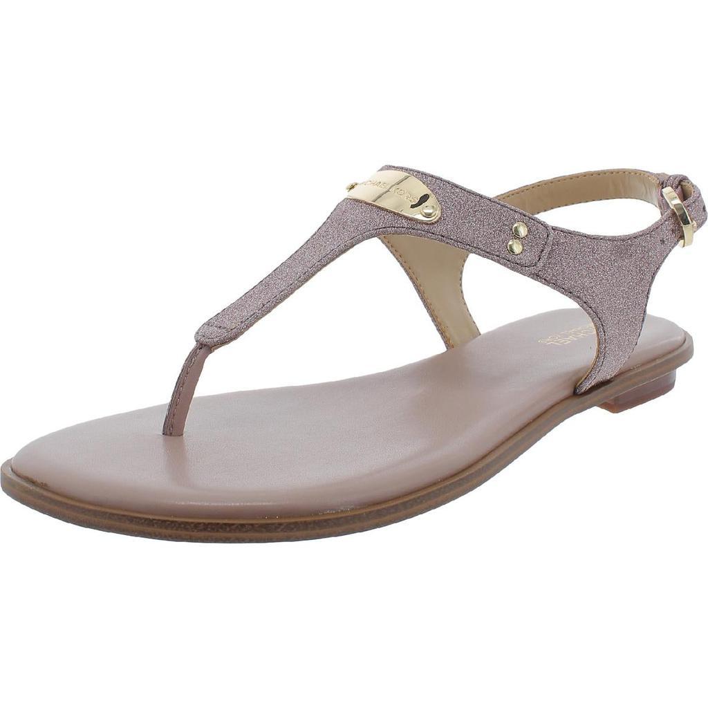 商品Michael Kors|MICHAEL Michael Kors Womens MK Plate Glitter Buckle Flat Sandals,价格¥282,第1张图片