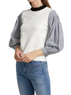 商品VERONICA BEARD|Roy Mixed-Media Top,价格¥1568,第3张图片详细描述