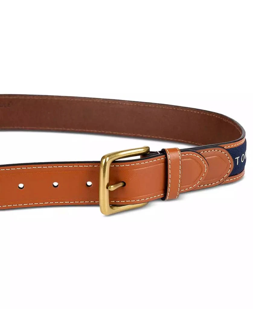 商品Tommy Hilfiger|Men's Tri-Color Ribbon Inlay Leather Belt,价格¥251,第3张图片详细描述