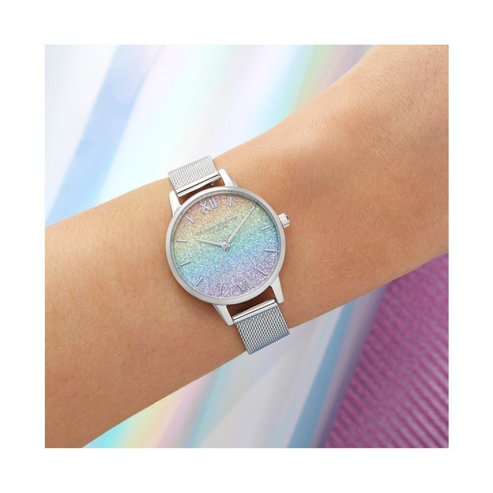 Women's Rainbow Stainless Steel Mesh Bracelet Watch 30mm商品第3张图片规格展示