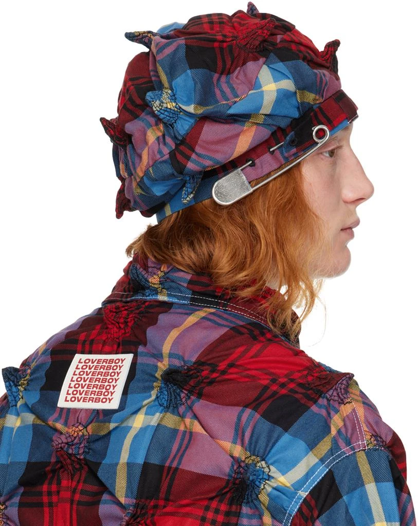 商品Charles Jeffrey Loverboy|Red & Blue Spiky Tartan Tamashana Beret,价格¥1246,第3张图片详细描述