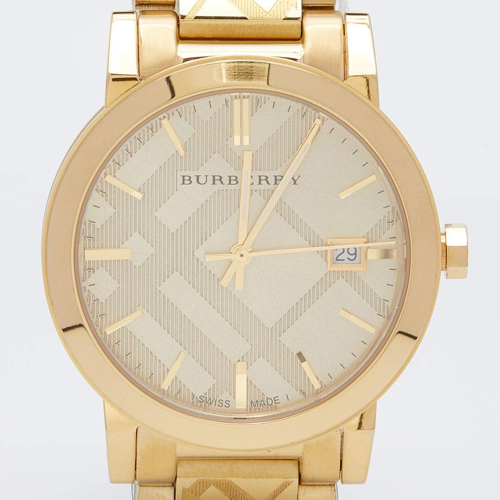 Burberry Gold Check Stamped Gold Plated Stainless Steel The City BU9038 Unisex Wristwatch 38 mm商品第3张图片规格展示