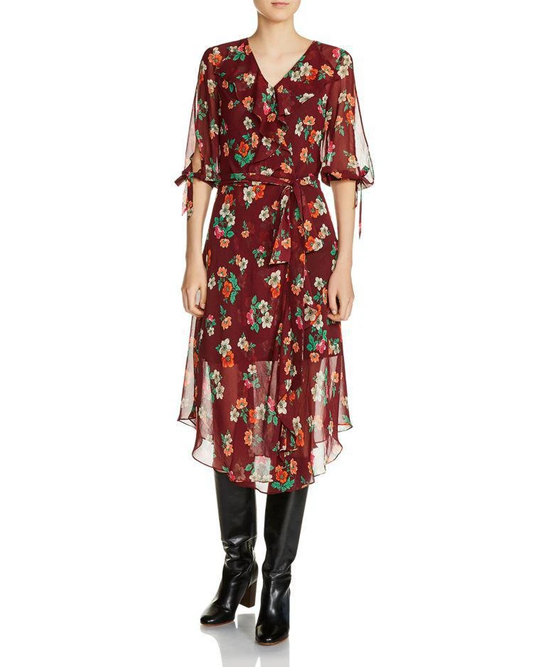 商品Maje|Reselia Ruffled Floral Midi Dress ,价格¥1740,第1张图片