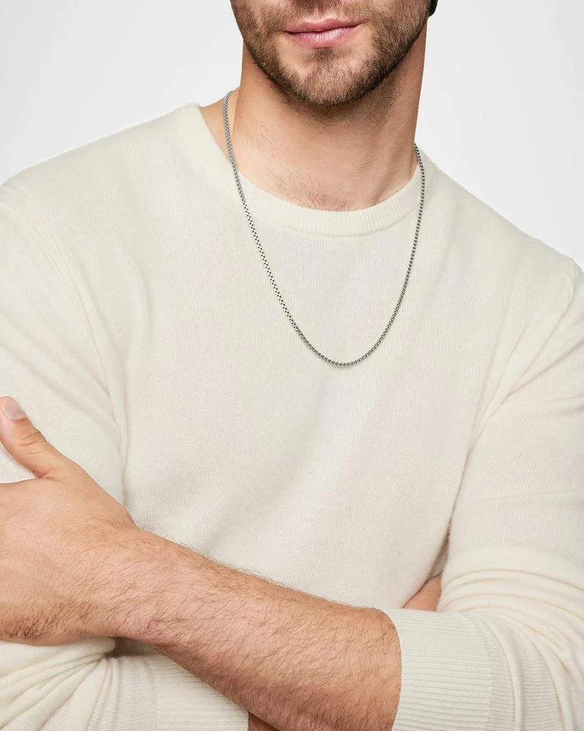 Men's Double Box Chain Necklace in Silver, 2.6mm, 22"L 商品