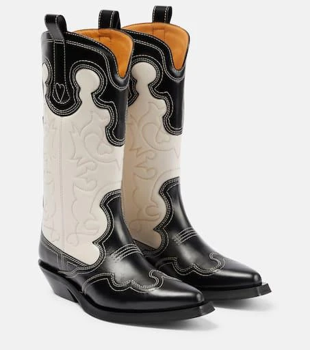 商品Ganni|Leather cowboy boots,价格¥4057,第1张图片