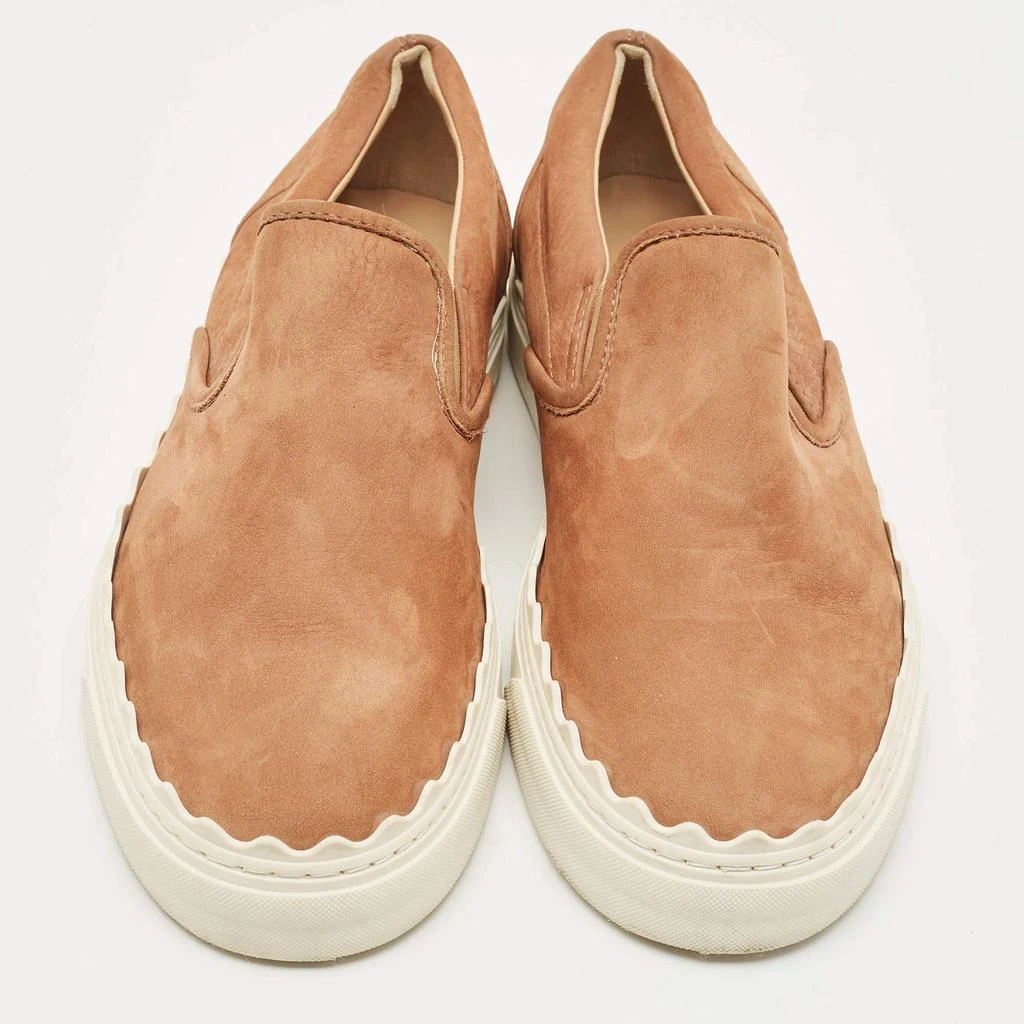 商品[二手商品] Chloé|Chloe Brown Nubuck Leather Ivy Scallop Slip On Sneakers Size 40,价格¥2916,第3张图片详细描述