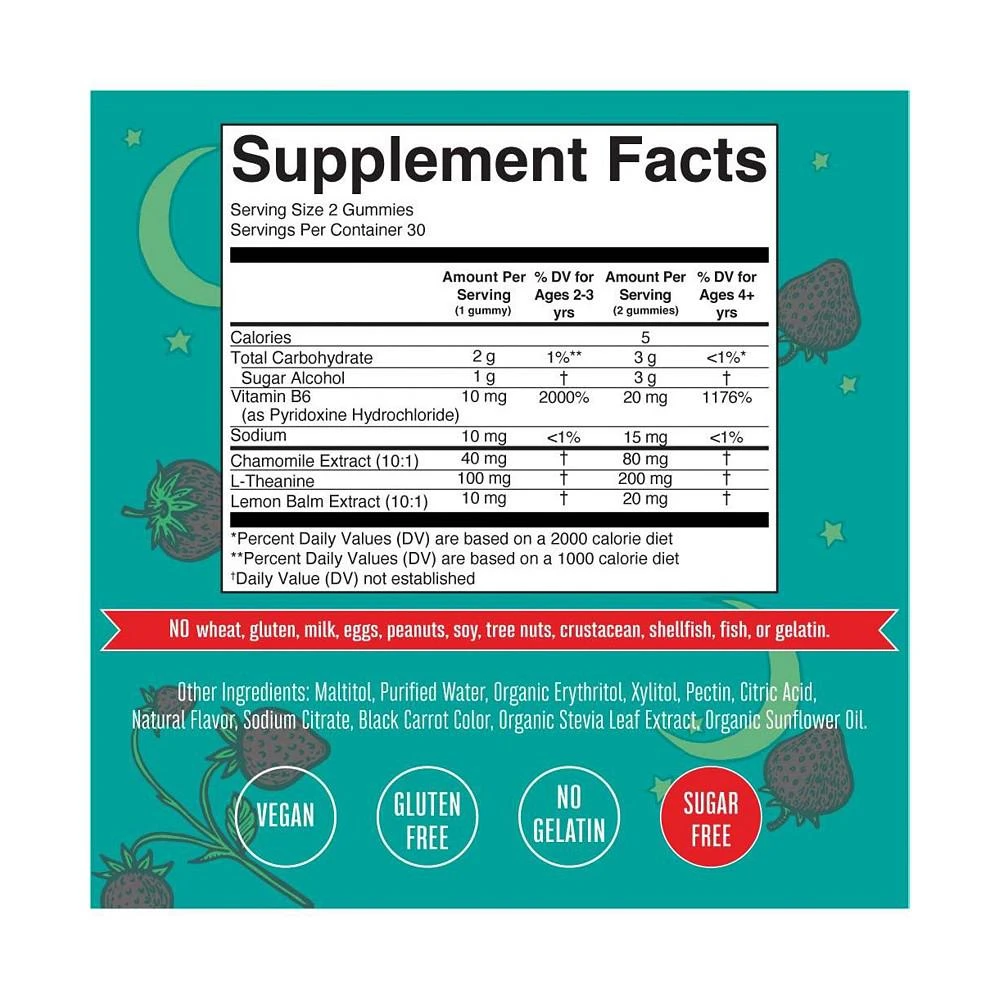 商品MaryRuth Organics|Kids Sleep Gummies No Melatonin, Strawberry, 60ct,价格¥171,第3张图片详细描述