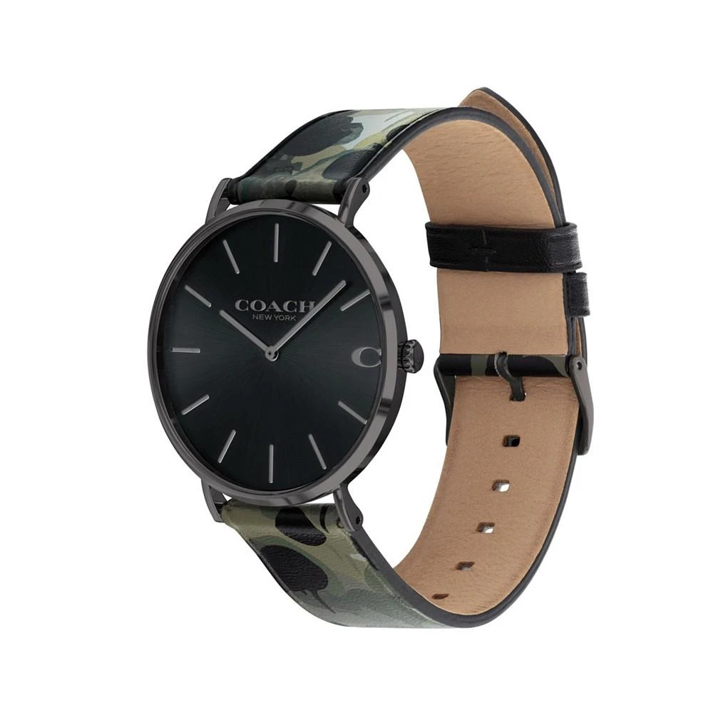 商品Coach|Men's Charles Green Printed Leather Strap Watch,价格¥986,第2张图片详细描述