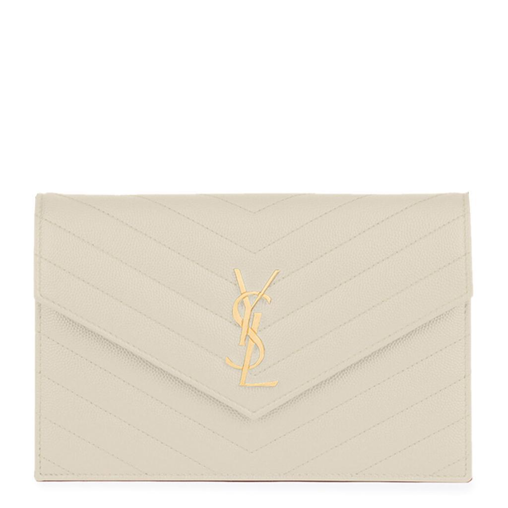 商品Yves Saint Laurent|Saint Laurent Cassandre Matelasse Cream Soft Envelope Chain Wallet,价格¥6805,第1张图片