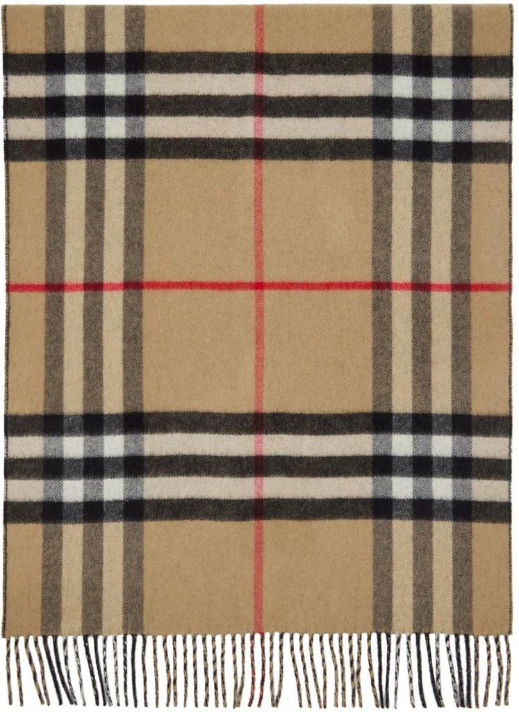 商品Burberry|驼色 & 黑色格纹双面围巾,价格¥7094,第1张图片详细描述