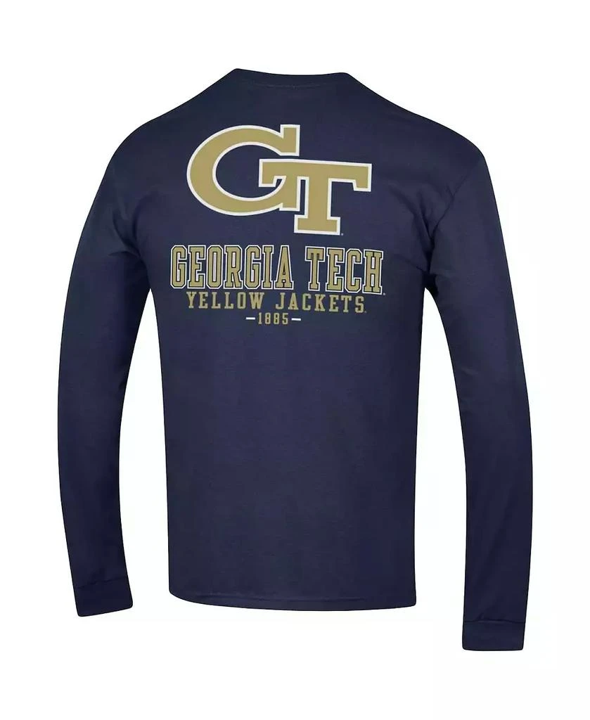 商品CHAMPION|Men's Navy Georgia Tech Yellow Jackets Team Stack Long Sleeve T-shirt,价格¥225,第4张图片详细描述