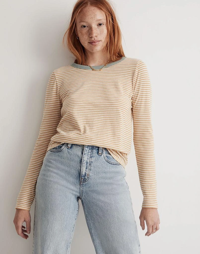 商品Madewell|Whisper Cotton Rib-Crewneck Long-Sleeve Ringer Tee in Keene Stripe,价格¥237,第1张图片