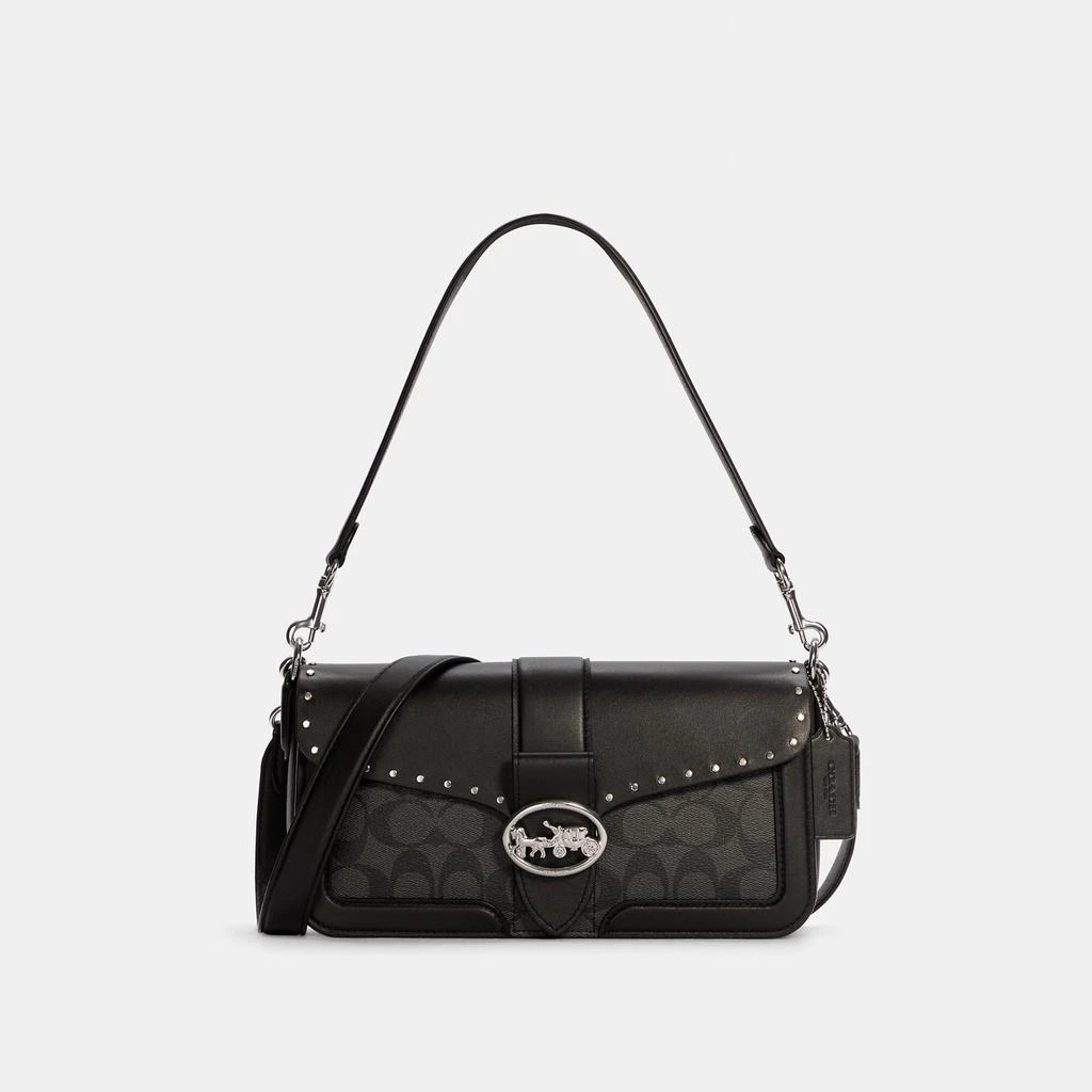 商品Coach|Coach Outlet Georgie 铆钉拼色马车标单肩包,价格¥1958,第1张图片