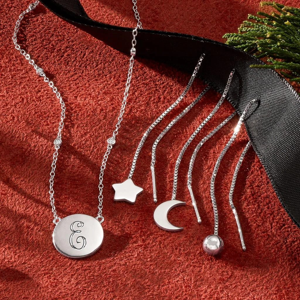 商品RS Pure|RS Pure by Ross-Simons Sterling Silver Personalized Disc and Diamond Station Necklace,价格¥792,第3张图片详细描述