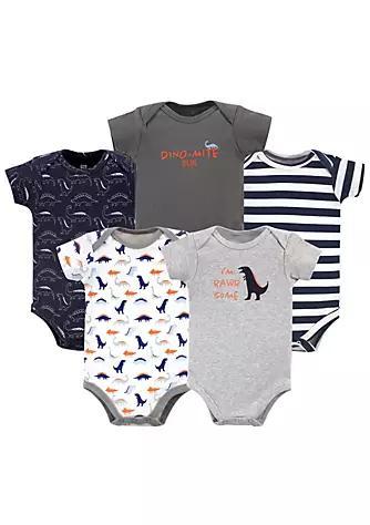 商品Hudson|Hudson Baby Infant Boy Cotton Bodysuits 5pk, Dinosaur,价格¥149-¥157,第1张图片