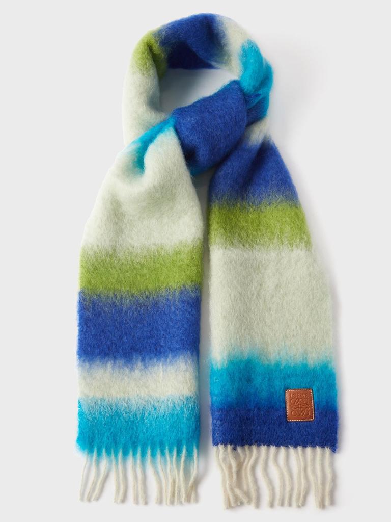 Anagram-patch striped mohair-blend scarf商品第1张图片规格展示